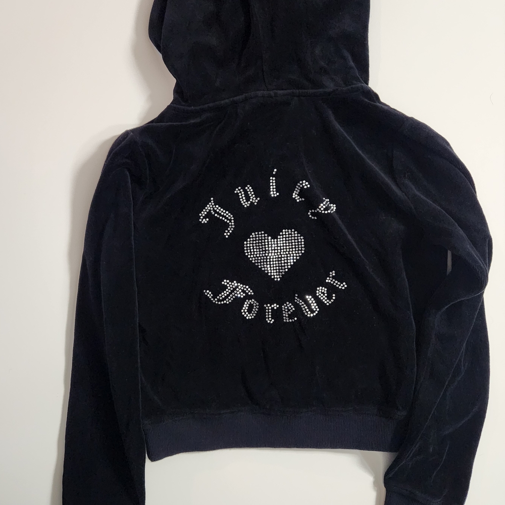 Juicy Couture X Forever21 Collab Black Velour Zip-Up Hoodie Size S